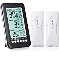 GEMITTO Termómetro de Interior y Exterior con 2 Sensor Inalámbrico Monitor de Digital Temperatura Ambiental con Función…